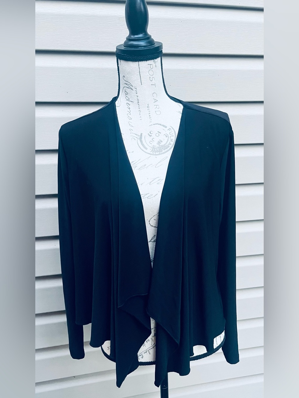 Attitudes by Renee Black Open-Front Waterfall Blazer Jacket